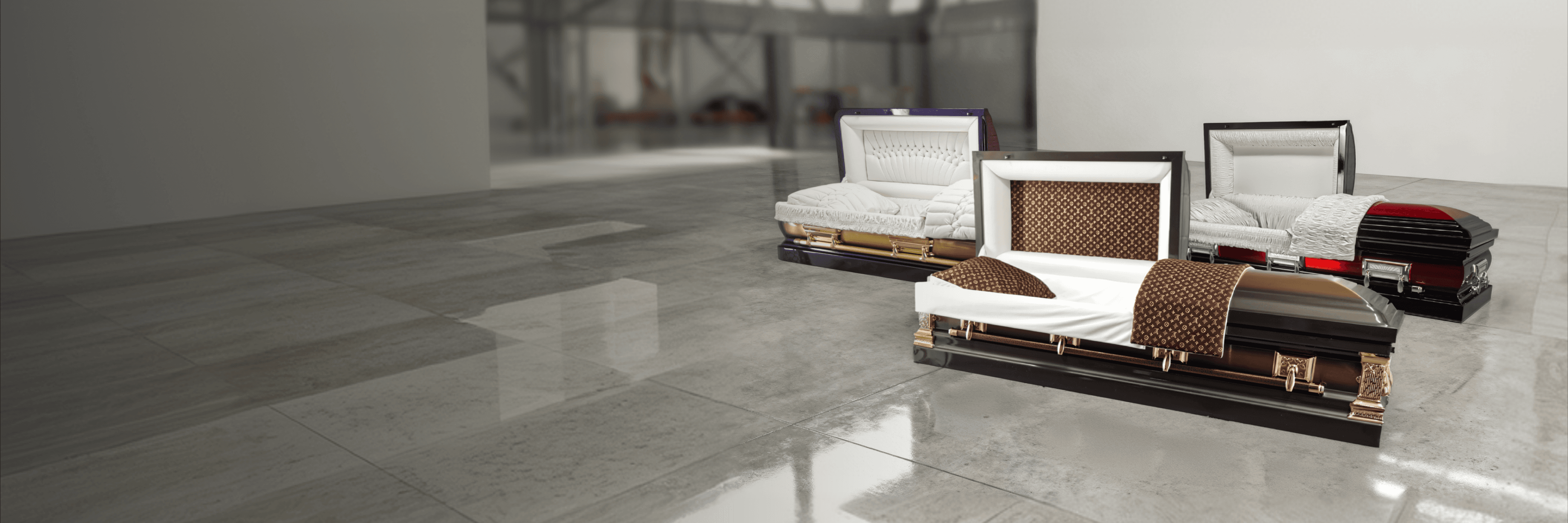 Custom hardwood and metal caskets in the Superior Casket Co. workshop